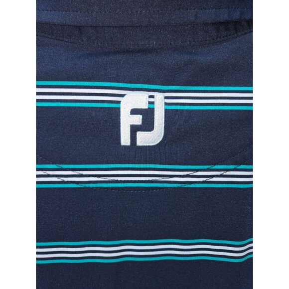 FOOTJOY FJ Men's Navy Striped Polo Golf Shirt Large - Picture 7 of 8